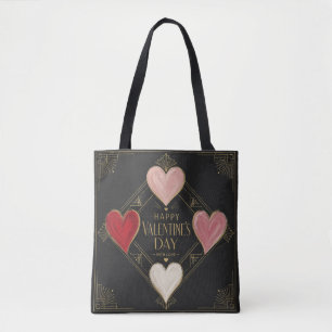 Art Deco Hartstochten Tote Bag