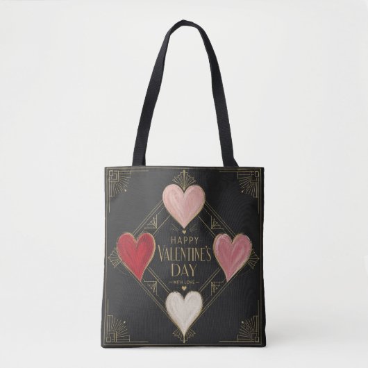 Art Deco Hartstochten Tote Bag (Voorkant)
