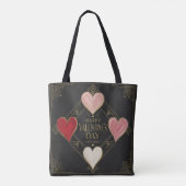 Art Deco Hartstochten Tote Bag (Achterkant)