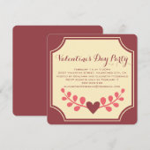 Art Deco Heart Floure Valentijnse Partij Kaart (Voorkant / Achterkant)