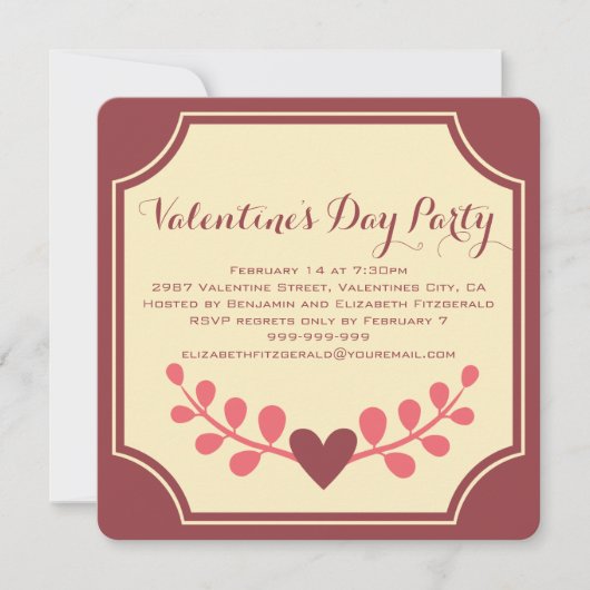 Art Deco Heart Floure Valentijnse Partij Kaart