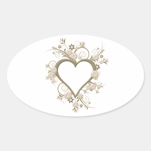 Art Deco Heart Ovale Sticker (Voorkant)