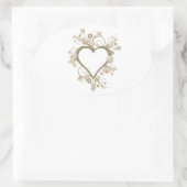 Art Deco Heart Ovale Sticker (Tas)