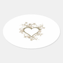 Art Deco Heart Ovale Sticker