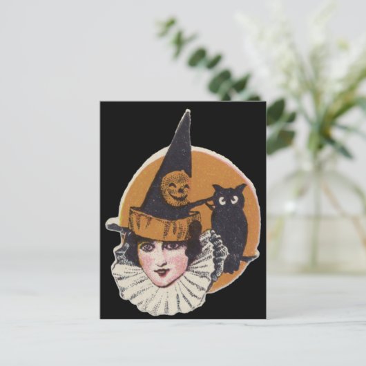 Art Deco Heks Jack O Lantaarn Pompoen Uil Briefkaart (Staand voorkant)