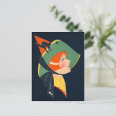 Art Deco Heks Zwarte Kat Briefkaart (Staand voorkant)