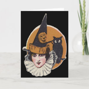 Art Deco Heksen Jack O Lantern Pompoen Uil Kaart