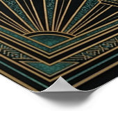 Art Deco Hemelkaart Astrolabe Poster | Goud Teal (Hoek)