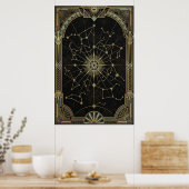Art Deco Hemelkaart Poster | Goud Teal (Keuken)