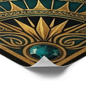 Art Deco Hemelkaart Poster | Goud Teal (Hoek)