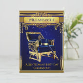 Art Deco Heren Elegante Gouden Marine Verjaardag Kaart (Staand voorkant)