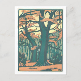  art deco Herfst/herfstbomen Briefkaart