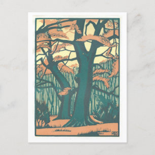 art deco Herfst/herfstbomen Briefkaart