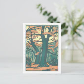 art deco Herfst/herfstbomen Briefkaart (Staand voorkant)