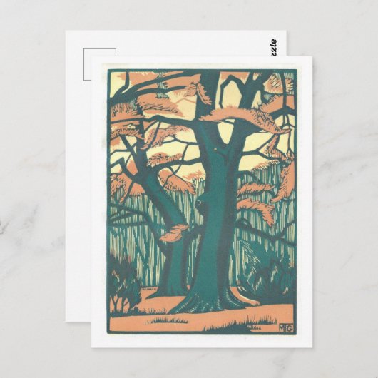  art deco Herfst/herfstbomen Briefkaart (Voorkant / Achterkant)