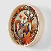 Art Deco herfstbladeren en hertenwandklok (Hoek)