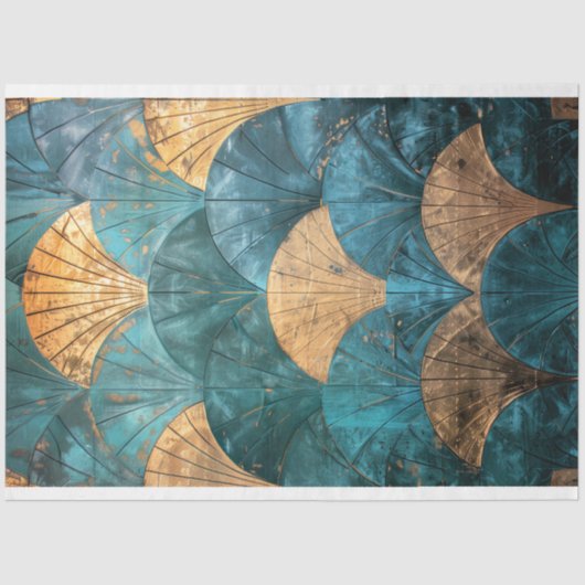 Art Deco, Herhalend Patroon, Getextileerde Tegeltj Tissuepapier (Voorkant)