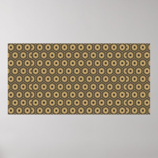 Art Deco hexagonal naadloos  behang Poster (Voorkant)