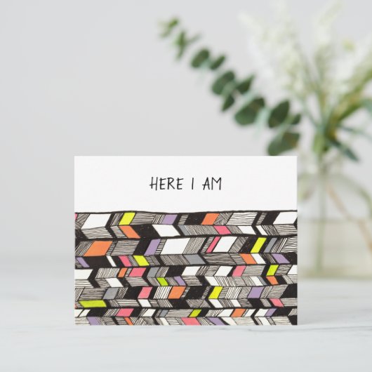 Art Deco Hier houd ik contact Bericht Briefkaart (Staand voorkant)