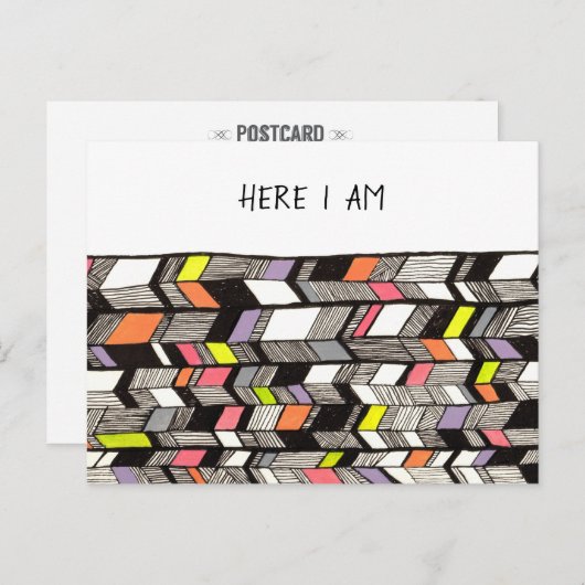 Art Deco Hier houd ik contact Bericht Briefkaart (Voorkant / Achterkant)