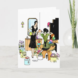 Art Deco Hoedenwinkel Illustratie uit de Jaren 20 Kaart