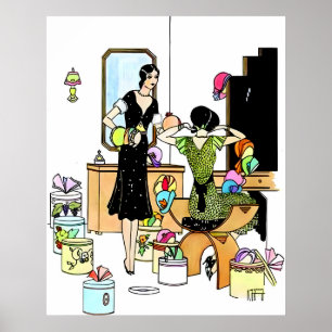 Art Deco Hoedenwinkel Illustratie uit de Jaren 20 Poster