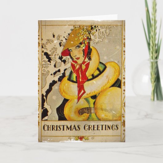 Art Deco Holiday Greeting Feestdagen Kaart (Voorkant)