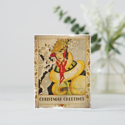 Art Deco Holiday Greeting Feestdagenkaart (Staand voorkant)