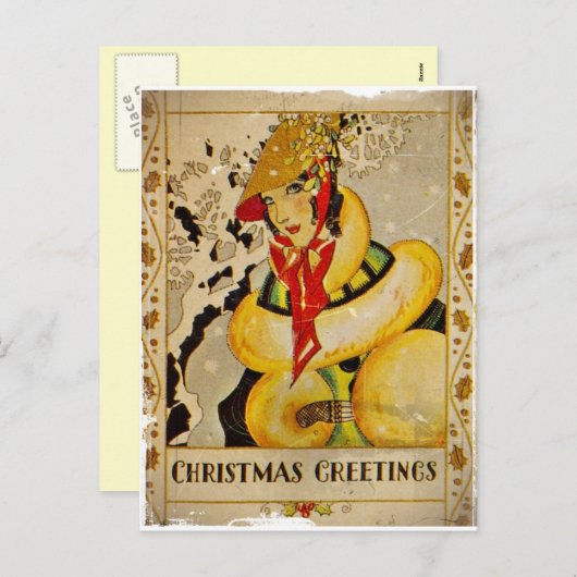 Art Deco Holiday Greeting Feestdagenkaart (Voorkant / Achterkant)