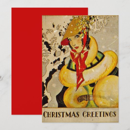 Art Deco Holiday Greeting Feestdagenkaart (Voorkant / Achterkant)