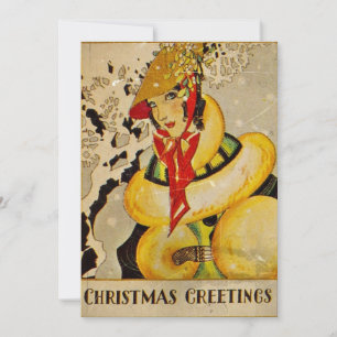 Art Deco Holiday Greeting Feestdagenkaart