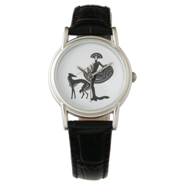 Art Deco Hond en Dame eWatch Horloge (Voorkant)