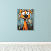 Art Deco Hond Houten Ingelijste Canvas Print (Insitu (Houten vloer))