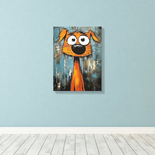Art Deco Hond Houten Ingelijste Canvas Print (Insitu (Houten vloer))