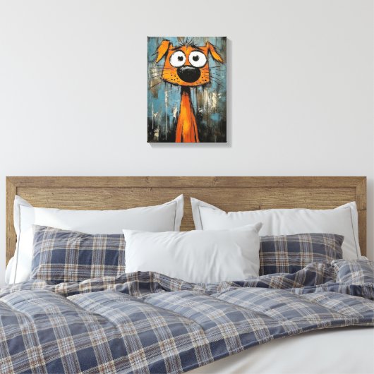 Art Deco Hond Houten Ingelijste Canvas Print (Insitu (Slaapkamer))