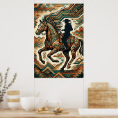 Art Deco Horse and Rider Poster - Geometric Wester (Keuken)