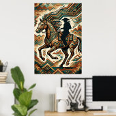 Art Deco Horse and Rider Poster - Geometric Wester (Thuiskantoor)