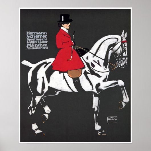 ART DECO HORSE en RIDER: Fine Art Poster (Voorkant)