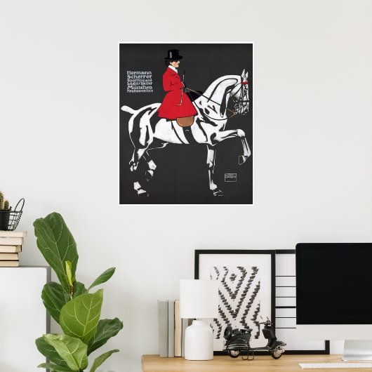 ART DECO HORSE en RIDER: Fine Art Poster (Thuiskantoor)