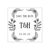 Art Deco houten monogram save the date Rubberstempel (Afrduk)