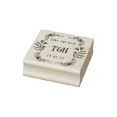 Art Deco houten monogram save the date Rubberstempel (Stempel)