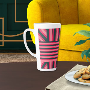 Art Deco Houtskool Roze Abstract Elegant Patroon Latte Mok