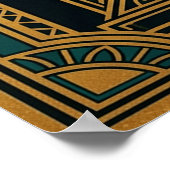 Art Deco Howling Wolf Golden Sunburst Poster (Hoek)