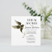 Art Deco Hummingbird Bridal Shower Invitations Kaart (Staand voorkant)