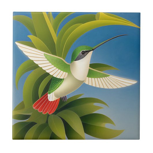 Art Deco Hummingbird Tegeltje (Voorkant)