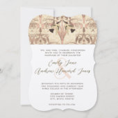 Art Deco Hummingbirds Peachy Roos Quartz Bruiloft Kaart (Voorkant)