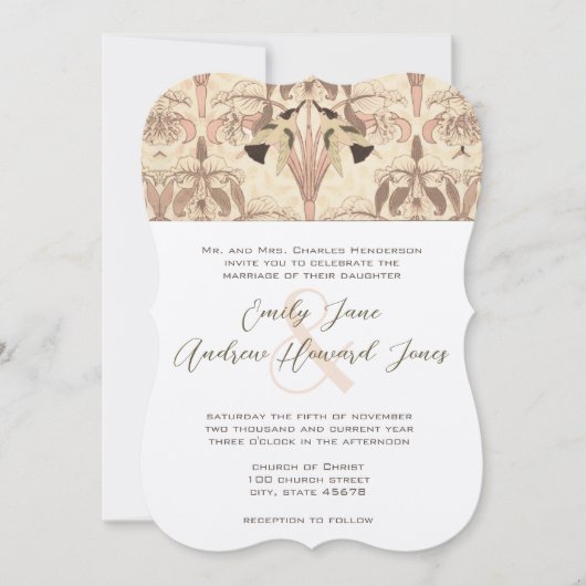 Art Deco Hummingbirds Peachy Roos Quartz Bruiloft Kaart (Voorkant)