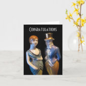 Art Deco Huwelijk/Jubileum kaart (Gele Bloem)