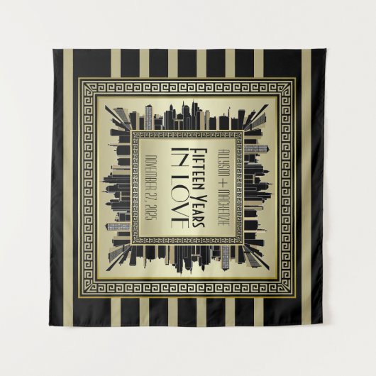 Art Deco huwelijksjubileum champagne goud Gatsby Wandkleed (Voorkant (horizontaal))