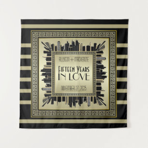 Art Deco huwelijksjubileum champagne goud Gatsby Wandkleed